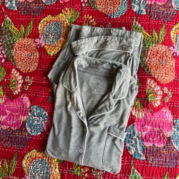 Cozy Earth Women's Bamboo Stretch-Knit Long Sleeve Pajama Set Large Grey - Picture 9 of 10